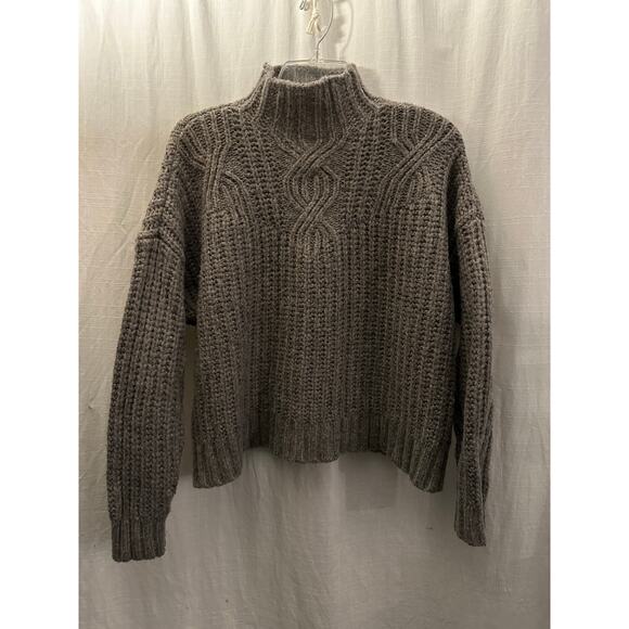 Aerie Womens Gray Knit Mock Turtleneck Sweater Medium Nylon Acrylic Wool blend - Picture 2 of 9
